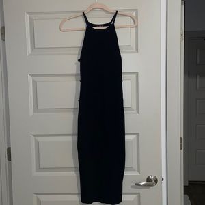 Sexy black midi dress with sides cut out
